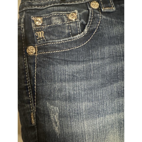 Miss Me Womens Bootcut Jeans Size 28 Blue Stretch Denim Embellished Pockets - Picture 2 of 9